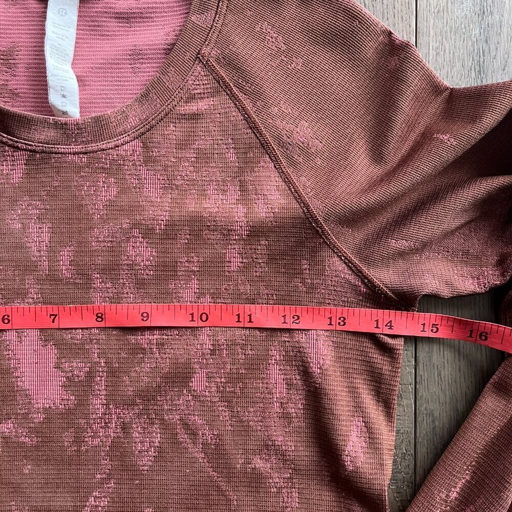 Lululemon Swiftly Tech 2.0 LS Top Size 4 Brown Pink Camo Race Length Athletic - Picture 6 of 7